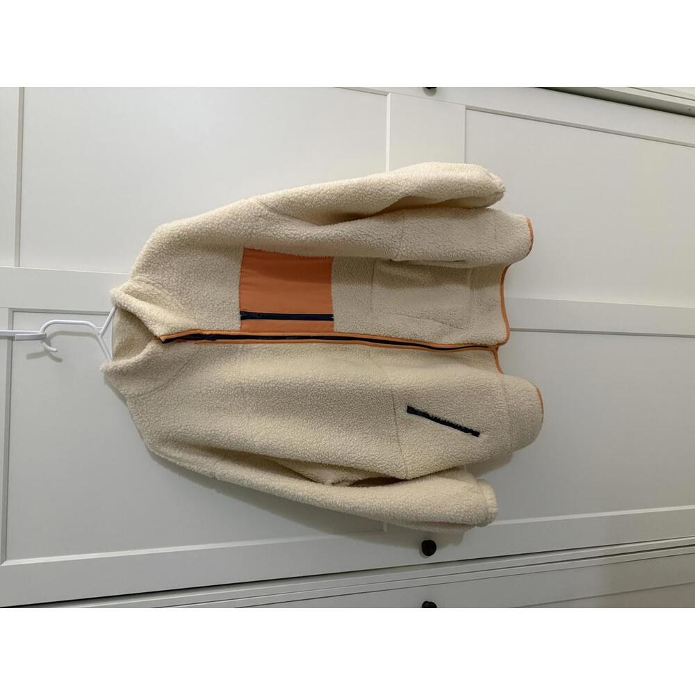 Universal Thread Women's Cream Fleece Jacket with Orange Accents, Size 2X